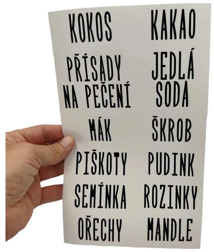 Sada 12 ks štítkov - Pečenie - SLIM Farba písma: Biela
