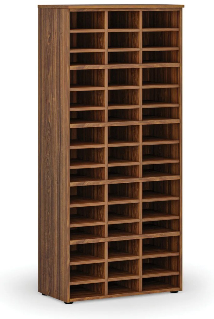 Triediaci regál PRIMO WOOD, 800 x 420 x 1781 mm, 45 priehradok, orech