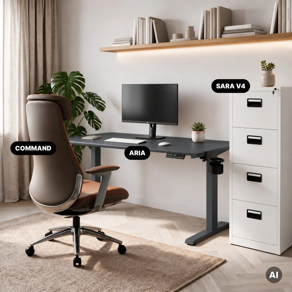 Elektrický stôl s reguláciou výšky ergonomický antracitový,1400x700 mm: ARIA