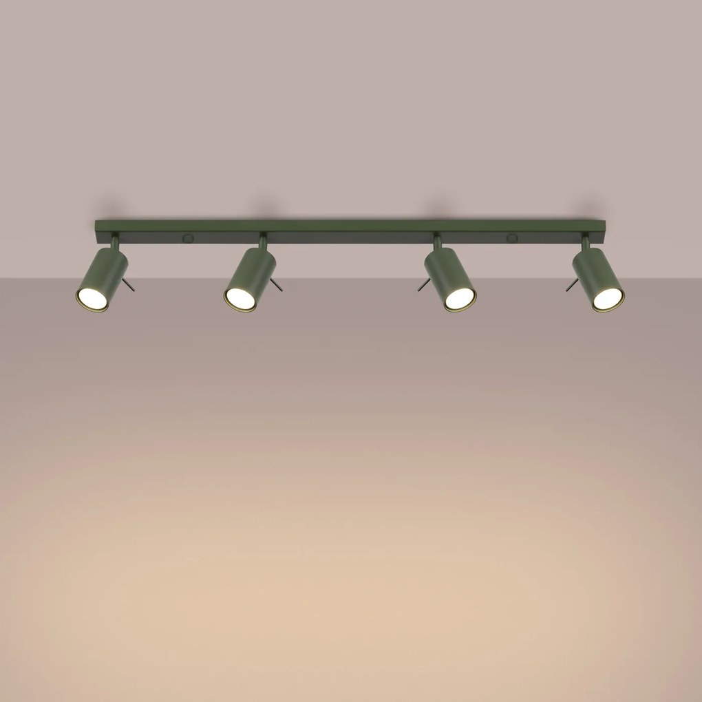 Bodové svietidlo Ring, 4x olivové kovové tienidlo, (možnosť polohovania)