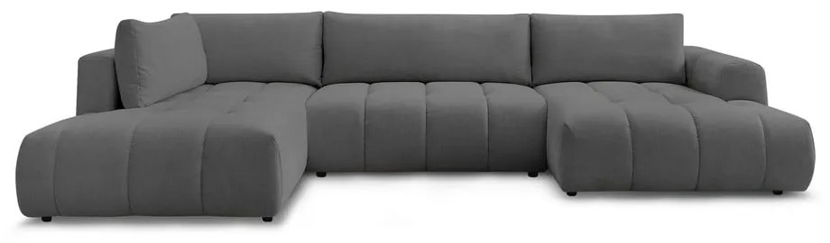 Tmavosivá rozkladacia/s úložným priestorom rohová pohovka (ľavý roh/do tvaru "U") Fuji – Bobochic Paris