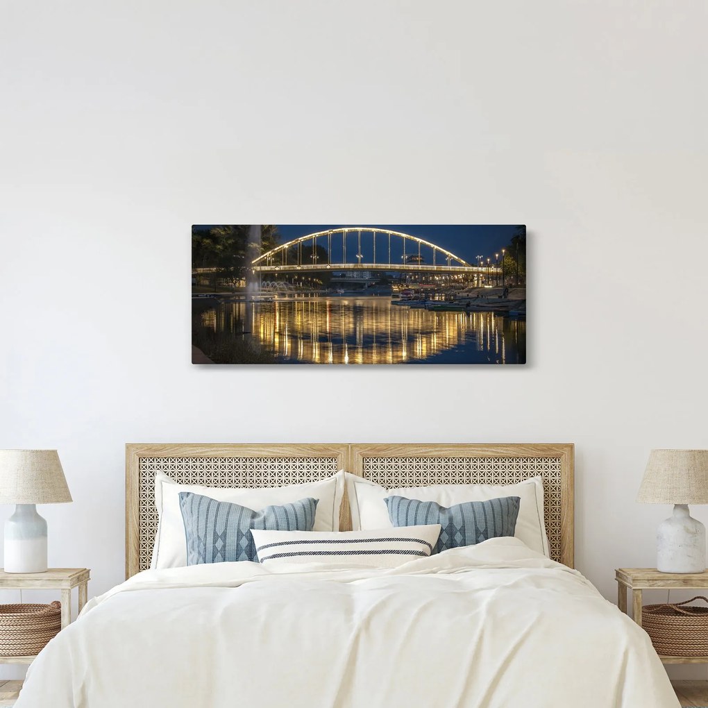 Obraz mosta s fontánou (120x50 cm)