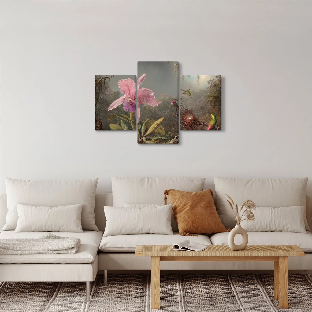 Obraz - Martin Johnson Heade, Cattleya Orchid and Three Hummingbirds, reprodukcia (90x60 cm)