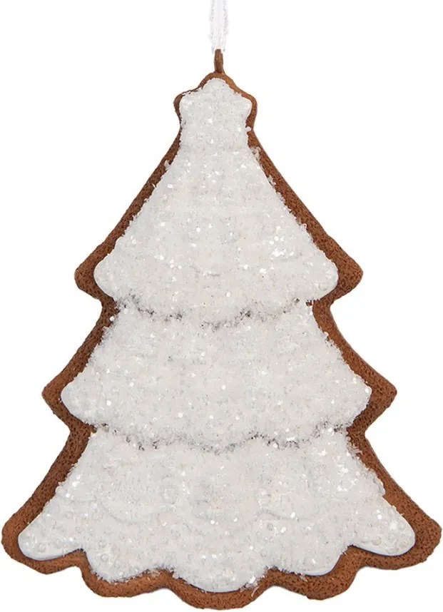 Závesná dekorácia zasnežený perníkový stromček Frosted Ginger - 9*1*10 cm
