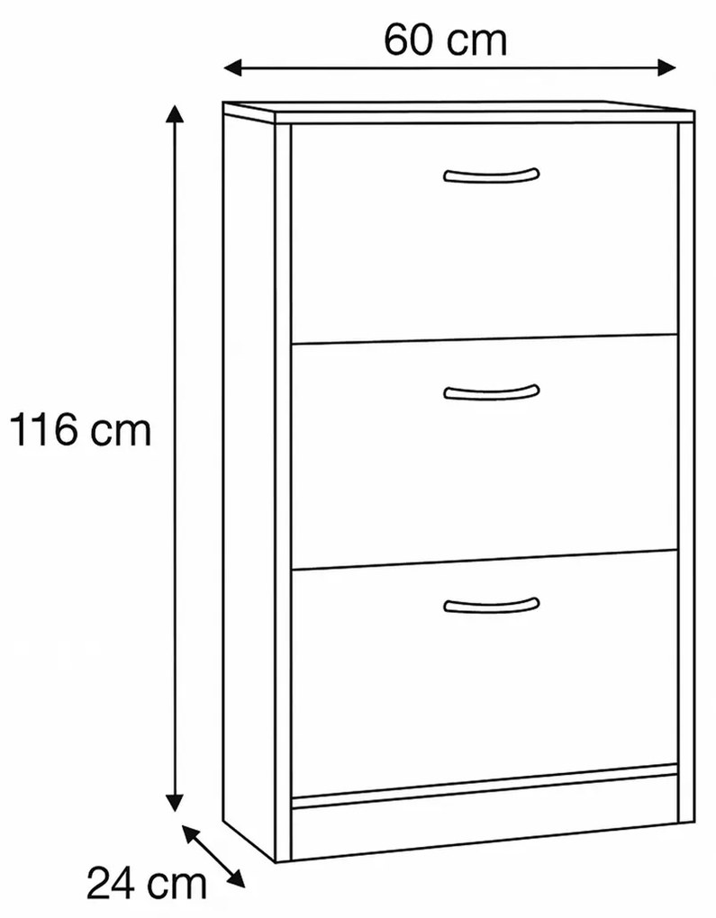 Botník s priehradkami G1016 WT, biela, 3 poschodia