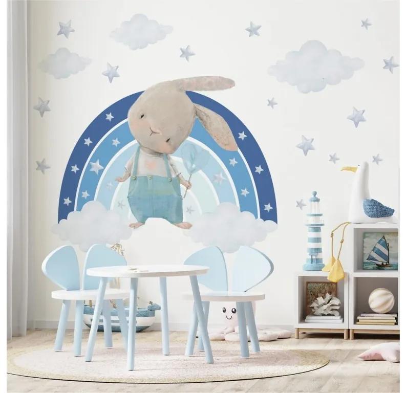 Gario Detská nálepka na stenu Zajačik na dúhe s hviezdami Farba: Mätová