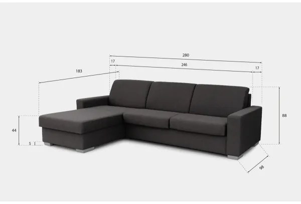Rozkladacia rohová sedacia súprava LEKA pr. hnedá s úložným priestorom