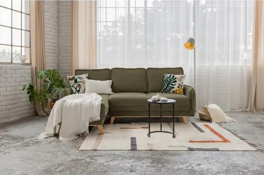 Zelená menčestrová rozkladacia rohová pohovka (variabilná) Tori – Bonami Selection