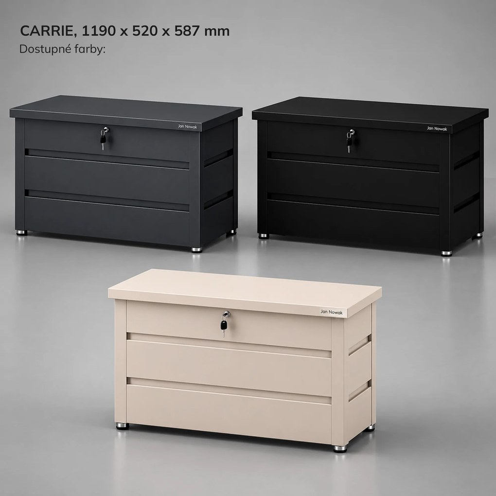 Veľký záhradný a balkónový box antracitový: CARRIE 1190 x 520 x 587 mm