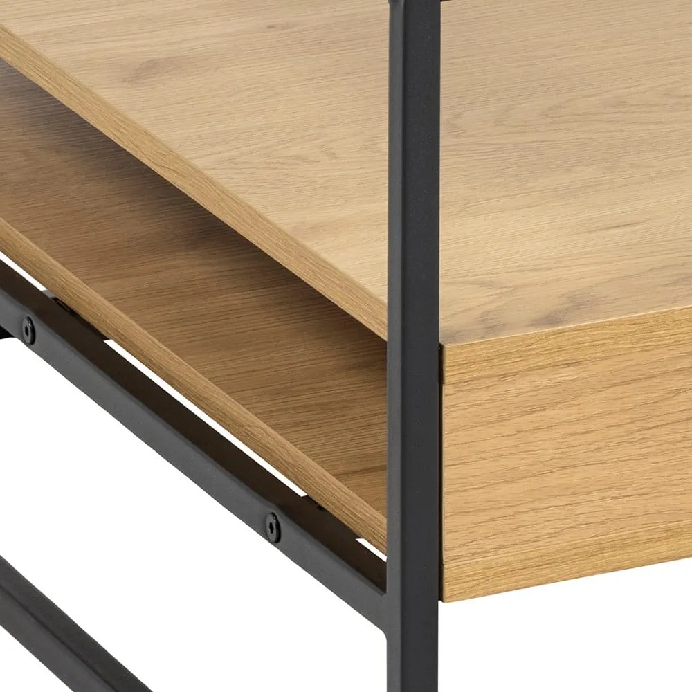Konferenčný stolík so sklenenou doskou v prírodnej farbe 80x80 cm Randolf – Actona