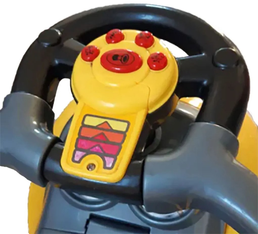 Detské odrážadlo s vodiacou tyčou 3v1 Baby Mix Mega Car Žlté