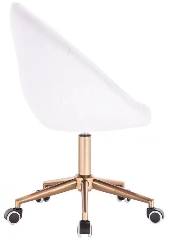 LuxuryForm DESIGN Kreslo VERA na zlatej podstave s kolieskami - biele