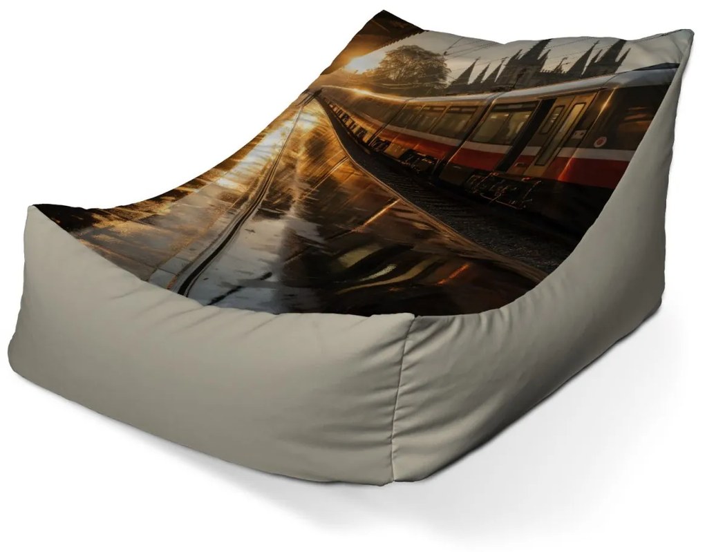 Sablio Sedací vak Lounge Vlak na stanici pri východe slnka - 120 x 100 x 80 cm