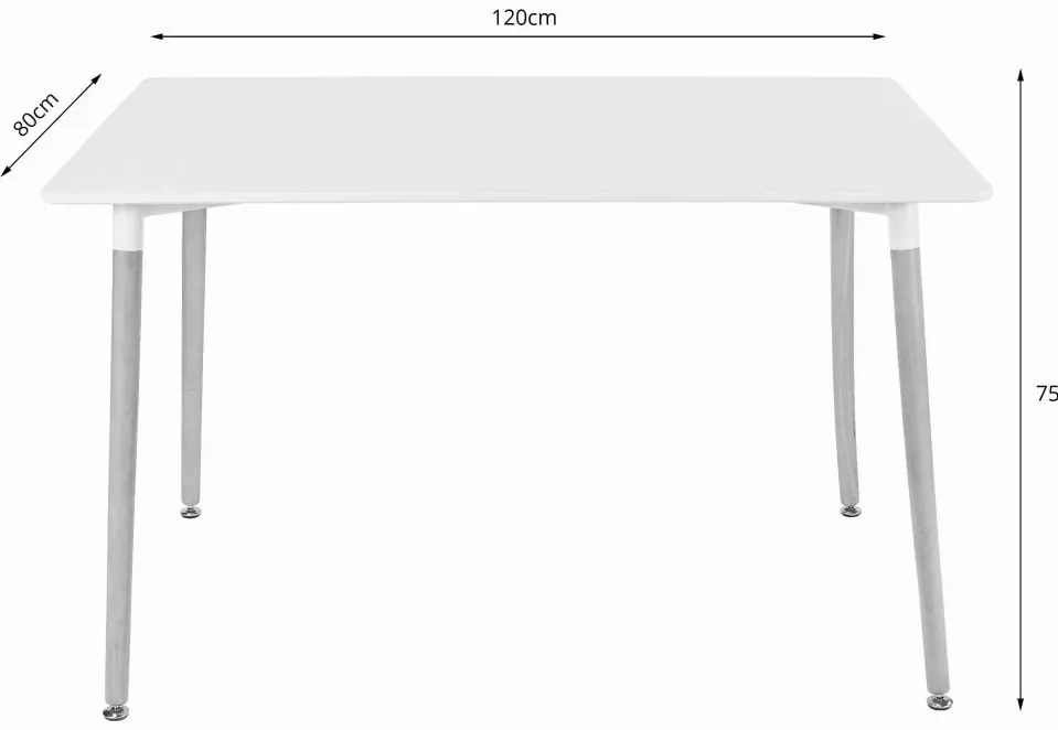 Stôl ADRIA 120 cm x 80 cm - biely