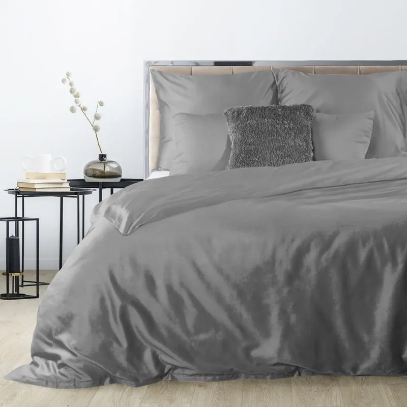 EUROFIRANY Hladká posteľná bielizeň z kvalitného bavlneného saténu 220 cm x 200 cm oceľová satén 100% bavlna Rozmery textílií: 220 X 200 cm, 2 ks. 70 X 80 cm