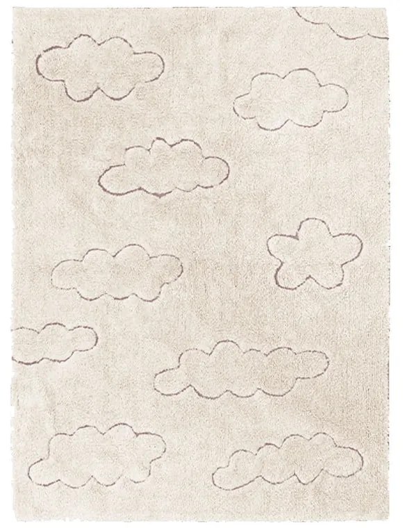 Krémový prateľný ručne tkaný bavlnený detský koberec 90x130 cm Clouds – Lorena Canals