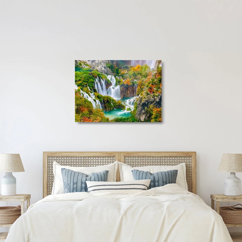 Sklenený obraz - Národný park Plitvické jazerá (70x50 cm)
