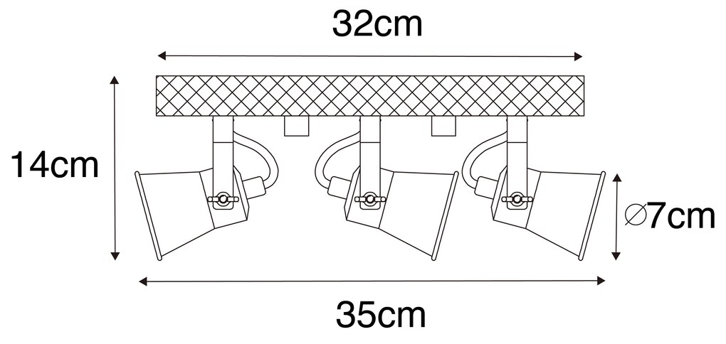 Rustikálne bodové svietidlo čierne s drevom 3-svetlo nastaviteľné - Jelle