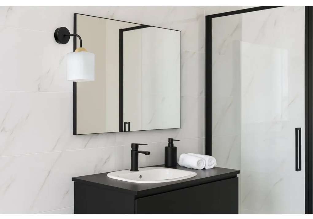 Nástenné svietidlo Riffle Square, 1x biele sklenené tienidlo, b/g