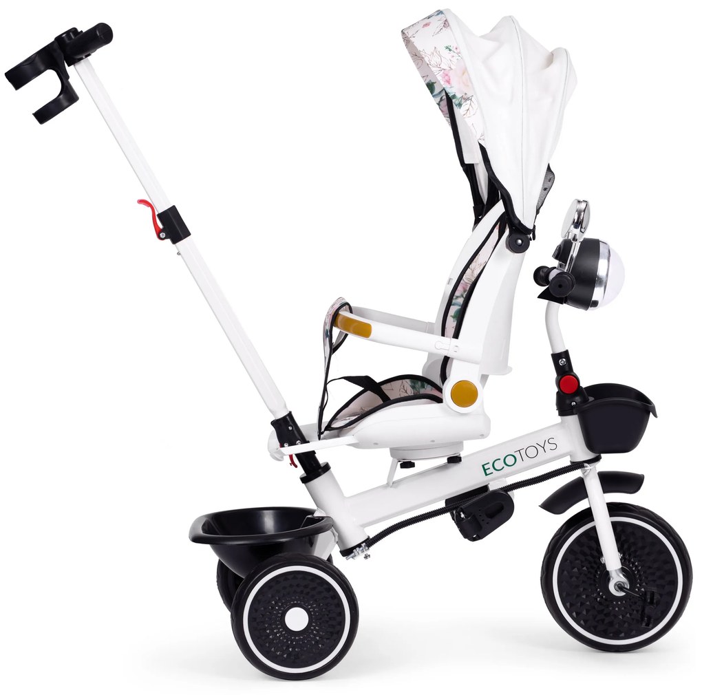 Detská trojkolka s otočným sedadlom a strieškou biela ECOTOYS