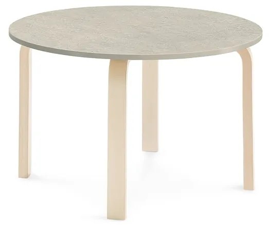 Stôl ELTON, Ø 900x530 mm, linoleum - šedá, breza