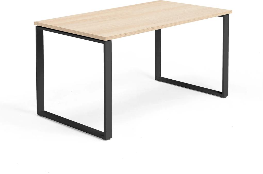 Kancelársky pracovný stôl Modulus, O-rám, 1400x800 mm, dub/čierna