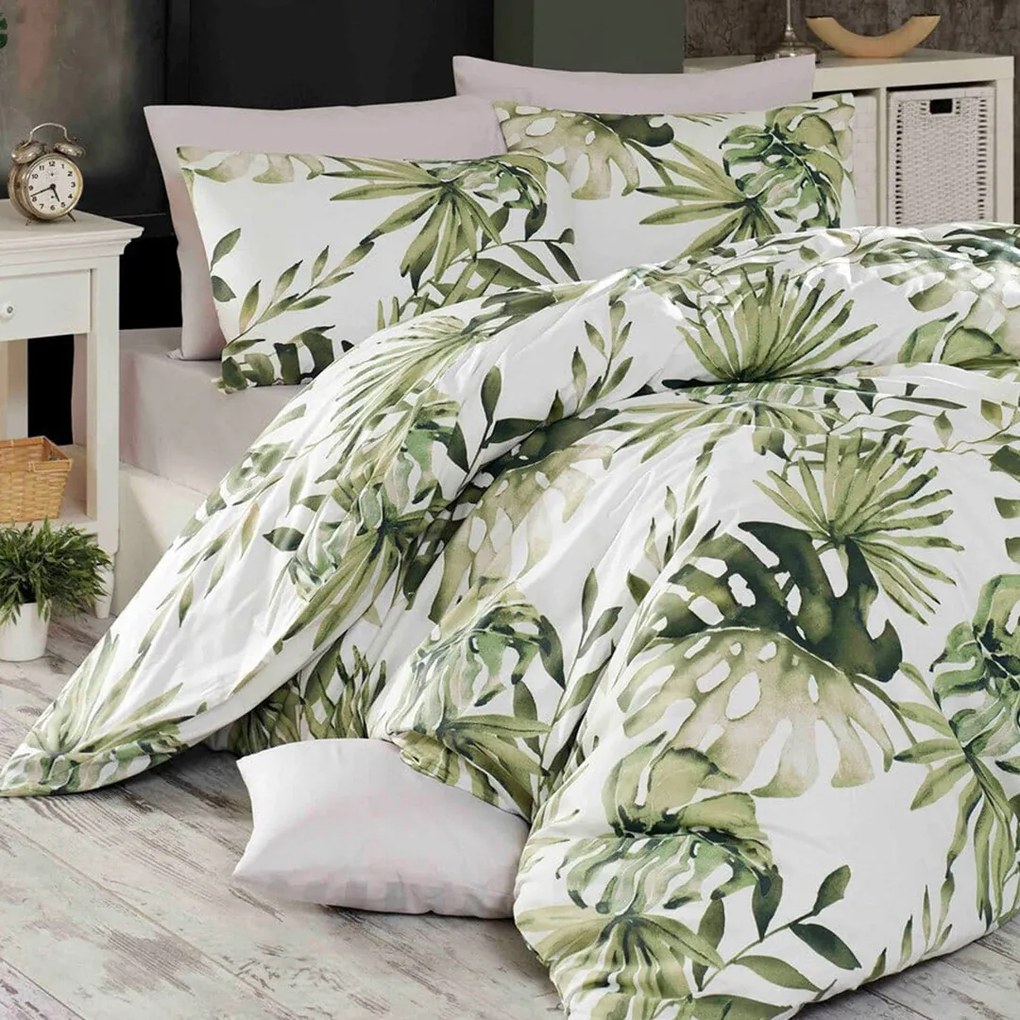 BedTex Bavlnené obliečky Botanic zelená, 150 x 200 cm, 50 x 60 cm, 150 x 200 cm, 50 x 60 cm