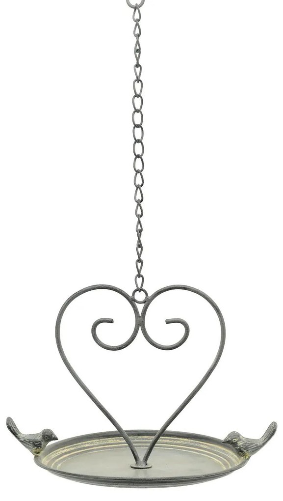 Závesné napájadlo pre vtáky Lana, 53x28,6 cm, kov, sivá