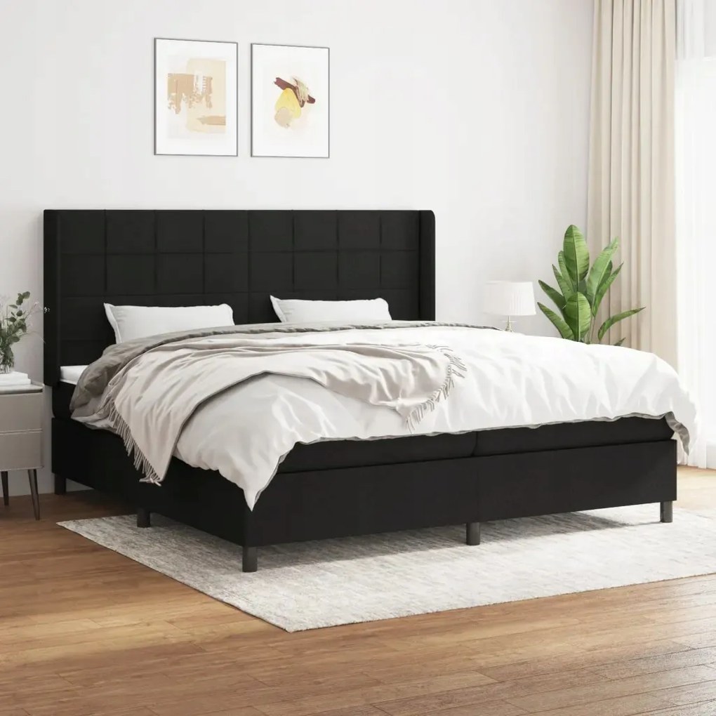 vidaXL Boxspring posteľ s matracom čierna 200x200 cm látka