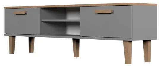 TV stolík DENVER 160 cm sivý/dub hickory