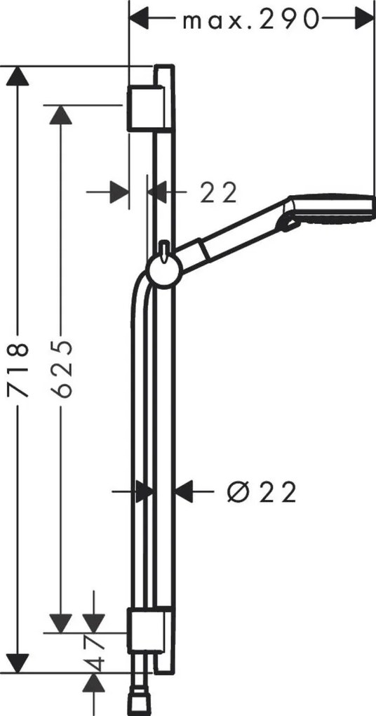 Hansgrohe Vernis Blend, sprchová súprava Vario so sprchovou tyčou 65 cm, matná čierna, HAN-26422670