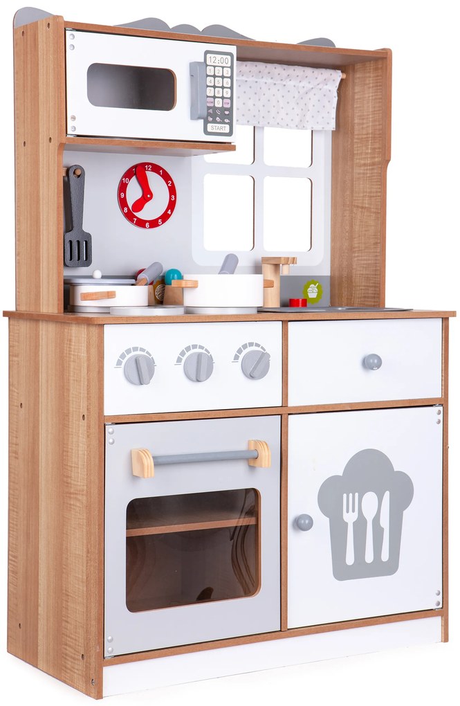 Drevená kuchynka ECOTOYS s 16 dielmi a zvukom