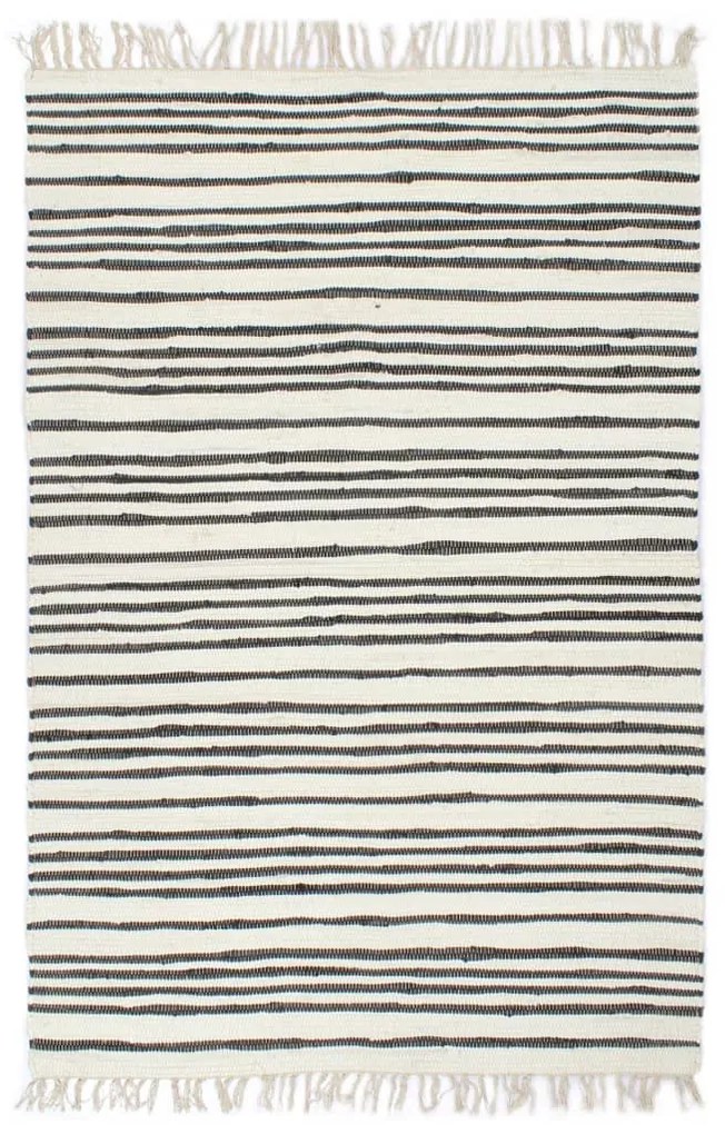 vidaXL Ručne tkaný koberec Chindi antracitovo-biely 120x170 cm bavlnený