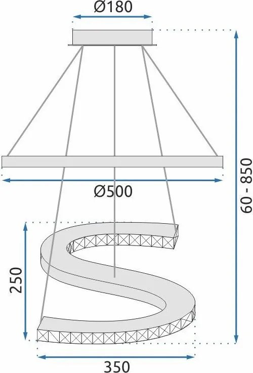 Toolight Toolight, LED závesné krištáľové svietidlo s diaľkovým ovládaním APP773-2CP, chrómová, OSW-05024