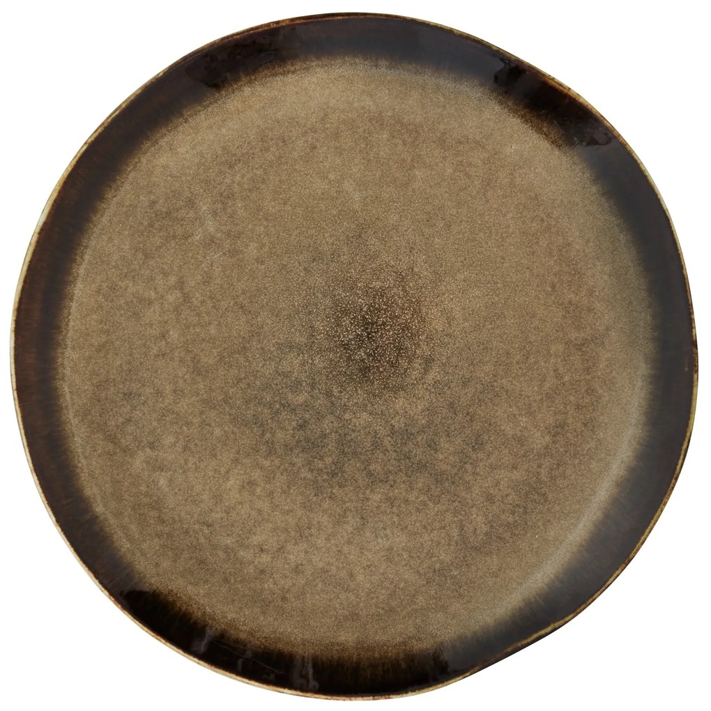 MADAM STOLTZ Kameninový tanier Brown 27 cm
