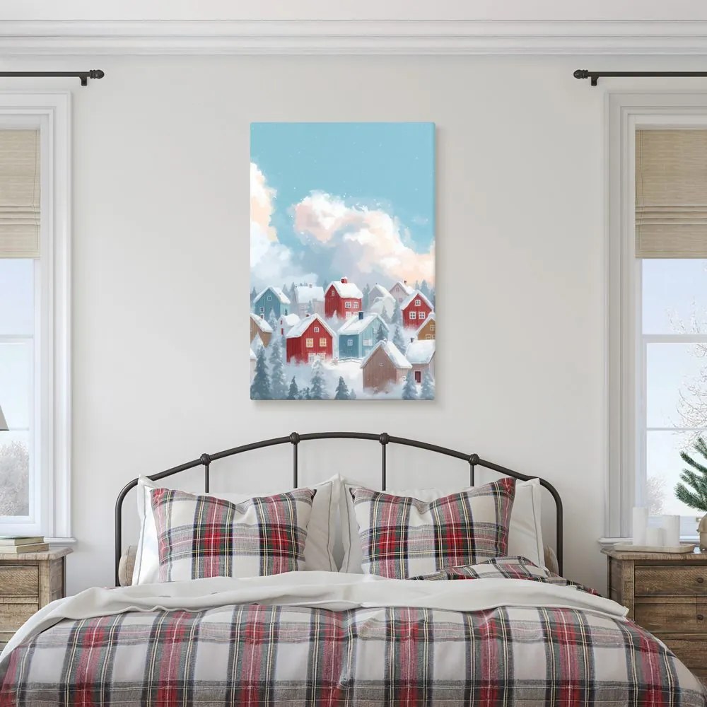 Obraz zasnežená dedinka