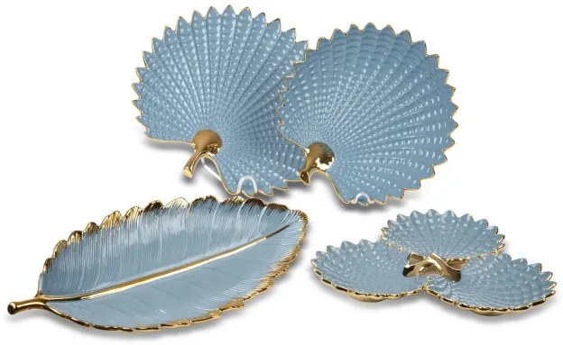 Dekoračný podnos HIRAL 3 03 modrý / zlatý