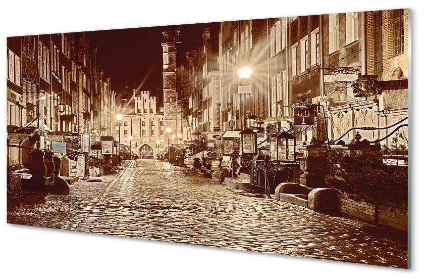 Sklenený obraz Gdańsk Staré Mesto Nočné 100x50 cm