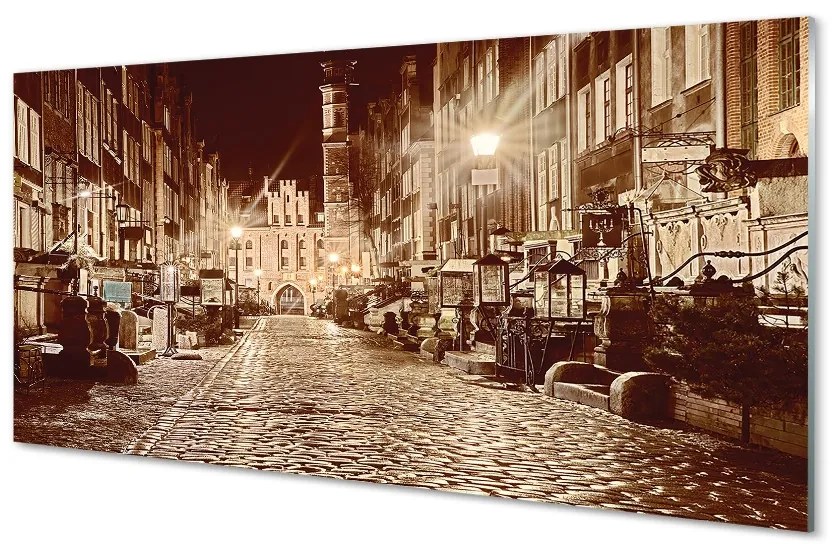 Sklenený obraz Gdańsk Staré Mesto Nočné 120x60 cm