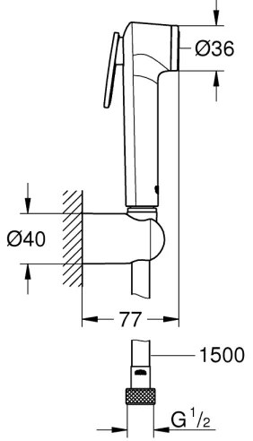 GROHE 26353000 - Bidetová sprcha TEMPESTA-F 30 s držiakom a 150 cm hadicou, chróm