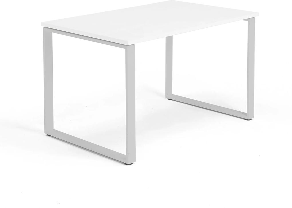 Kancelársky pracovný stôl Modulus, O-rám, 1200x800 mm, biela/strieborná