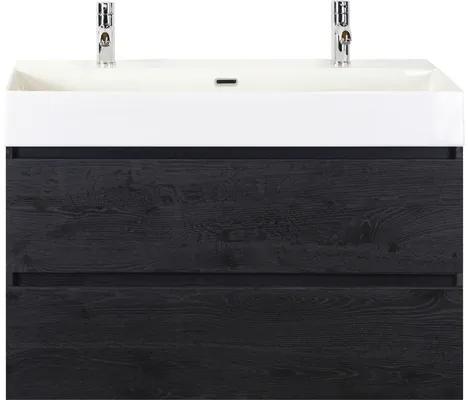 Kúpeľňový nábytkový set Sanox Maxx XL farba čela black oak ŠxVxH 101 x 170 x 45,5 cm s keramickým dvojitým umývadlom
