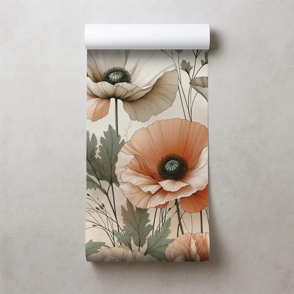 Tapeta pastelové makové kvety