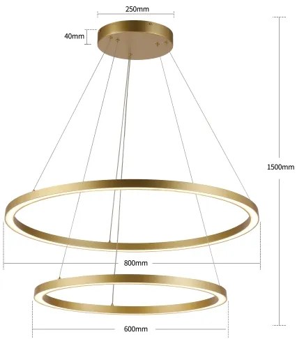 Brilagi - stmievateľný LED luster na lanku PORTOFINO LED/98W/230V pr. 80 cm zlatá +DO