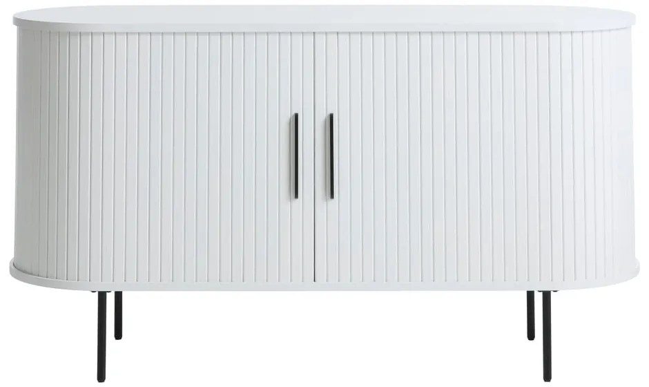 Biela komoda s posuvnými dverami 140x76x45 cm Nola – Unique Furniture