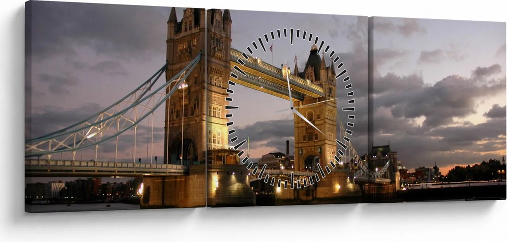 Obrázok - Tower Bridge v noci (s hodinami) (90x30 cm)