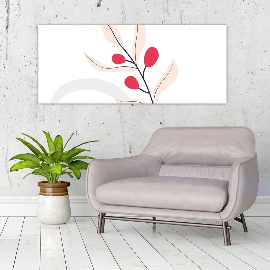 Obraz - Ružová florálna abstrakcia N⁰3 (120x50 cm)
