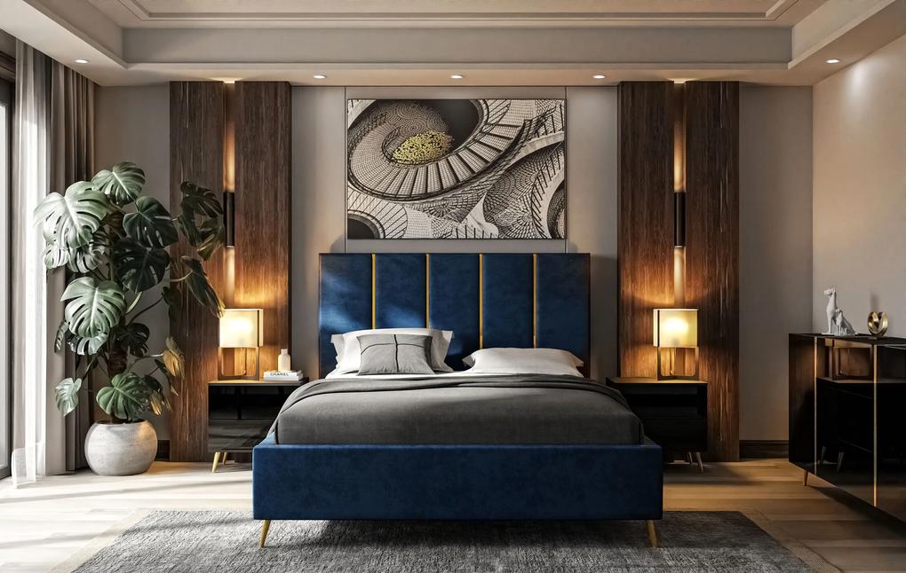 Dizajnová manželská posteľ TIFF 180x200 Farba: Modrá, Veľkosť: 180 x 200 cm