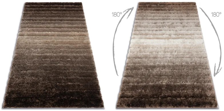 Moderný koberec FLIM 007-B3 shaggy, Pruhy - hnedý