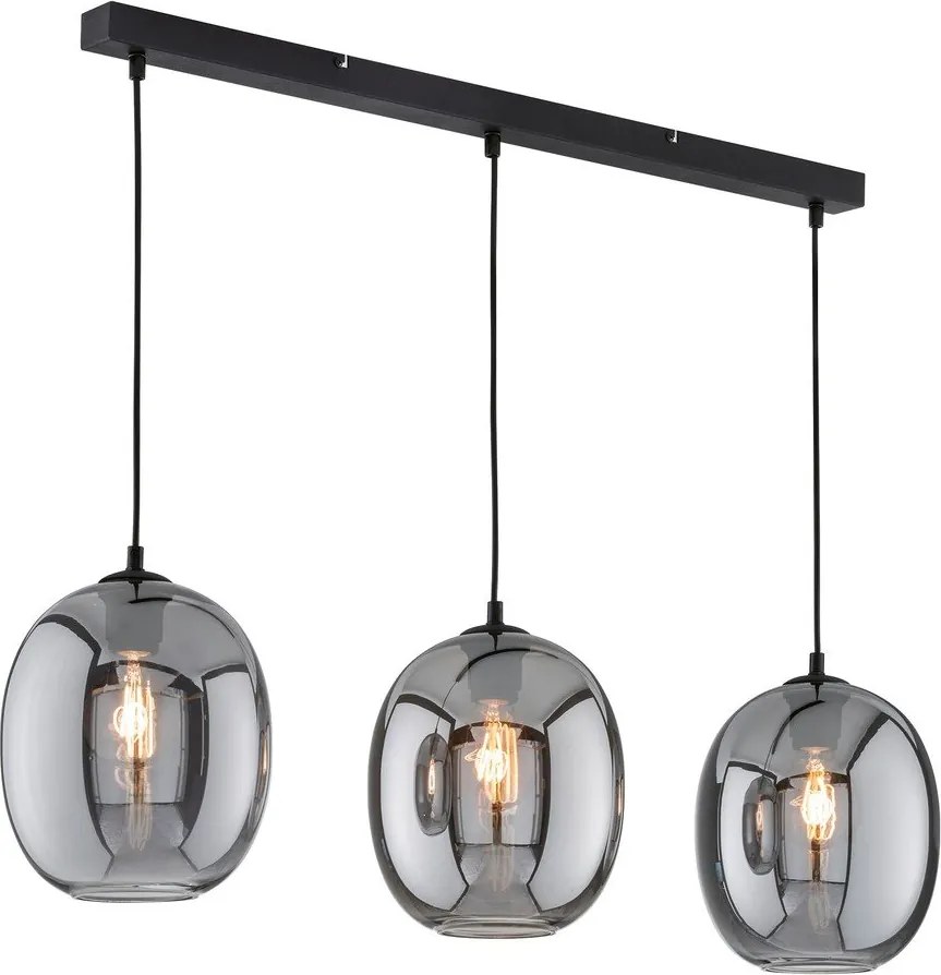 Čierne závesné svietidlo so skleneným tienidlom Nayla – Fischer &amp; Honsel